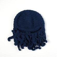 Load image into Gallery viewer, Funny Party Octopus Beard Hat Unisex Animal Cthulhu Crocheted Tentacle Knit Wind Mask Ski Cap Halloween Hats Bear Boys Octopus Beanie Hat For Men Winter Warm Skiing Biking Costume Squid Mask Foldaway Beard Octopus Pirate Hats Bearded Caps