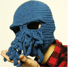 Load image into Gallery viewer, Funny Party Octopus Beard Hat Unisex Animal Cthulhu Crocheted Tentacle Knit Wind Mask Ski Cap Halloween Hats Bear Boys Octopus Beanie Hat For Men Winter Warm Skiing Biking Costume Squid Mask Foldaway Beard Octopus Pirate Hats Bearded Caps