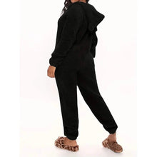 Load image into Gallery viewer, Fuzzy Hooded Pajama Jumpsuit For Music Festival, Long Sleeve Zipper Lingerie & Sleepwear