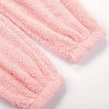 Load image into Gallery viewer, Fuzzy Hooded Pajama Jumpsuit For Music Festival, Long Sleeve Zipper Lingerie & Sleepwear