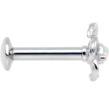 Load image into Gallery viewer, 1/4 White Faux Opal Internally Threaded Hollow Flower Labret Monroe