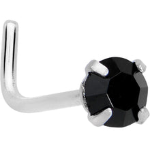 Load image into Gallery viewer, 20G 1/4 Black 3mm CZ Gem Steel L-Shape Nose Ring