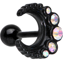 将图片加载到图库查看器,Auora Gem Encrusted Black Crescent Moon Stud Cartilage Earring