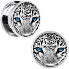 Load image into Gallery viewer, Black White Leopard Eyes Steel Screw Fit Plug Set 5/8
