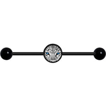 Load image into Gallery viewer, 14G Black White Leopard Eyes Black Industrial Barbell 37mm