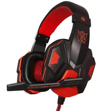 Load image into Gallery viewer, Gaming Red Black Wired Headset Stereo Gamer Headphone Noise Cancelling Over Ear Headphones With Mic LED Light Bass Surround Soft Memory Earmuffs For Laptop