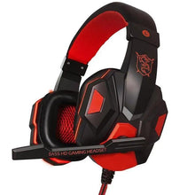 Load image into Gallery viewer, Gaming Red Black Wired Headset Stereo Gamer Headphone Noise Cancelling Over Ear Headphones With Mic LED Light Bass Surround Soft Memory Earmuffs For Laptop
