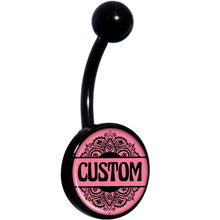 将图片加载到图库查看器,Custom Pink Mandala Personalized Name Black Belly Ring