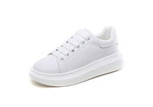 将图片加载到图库查看器,Genuine Leather Women Platform Sneakers Autumn Fashion Sports Little White Shoes Platform Flats Casual Lace Up Woman Comfort Walking Sneakers