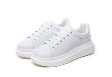 将图片加载到图库查看器,Genuine Leather Women Platform Sneakers Autumn Fashion Sports Little White Shoes Platform Flats Casual Lace Up Woman Comfort Walking Sneakers