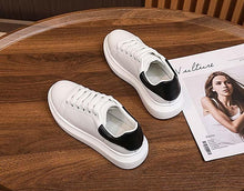 将图片加载到图库查看器,Genuine Leather Women Platform Sneakers Autumn Fashion Sports Little White Shoes Platform Flats Casual Lace Up Woman Comfort Walking Sneakers