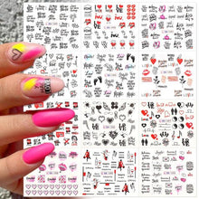 Load image into Gallery viewer, Geometrics Blue Flower Leaves Water Decals Stickers Special Floral Transfer Slider For Nails Decoration Nail Art Stickers Black White Flower Palm Leaf Nail Self-Adhesive Decals Nail Stickers Water Transfer Fresh Nail Decals for Nail Art Butterfly Palm