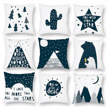 将图片加载到图库查看器,Geometry Cushion Cover Trees Cactus Bear Star Pattern Cushion Cover Pillowcase Cotton Pillow Sofa Throw White Printed Print Decorative Pillow Covers For Sofa Bed Sweet Home Decor Case 45x45CM