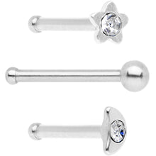 Load image into Gallery viewer, Clear CZ Gem Night Sky Nose Bone 3 Pack Set