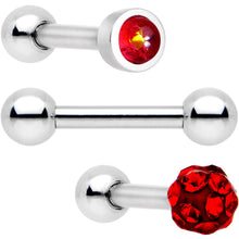Load image into Gallery viewer, 16G 1/4 Deep Red Faux Opal Inlay Cartilage Tragus Earring 3 Pack Set