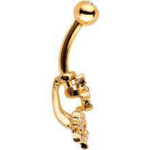 Load image into Gallery viewer, Clear Gem Field of Flowers Gold PVD Dangle Belly Ring
