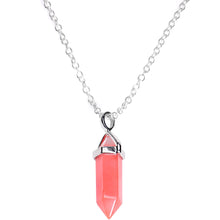 Load image into Gallery viewer, Handcrafted Pink Quartz Prism Silver Plated Chain Necklace