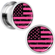 Load image into Gallery viewer, Pink American Flag Steel Screw Fit Plug Set 1/2