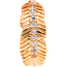 将图片加载到图库查看器,20G Clear CZ Gem Rose Gold Tone Feather Seamless Circular Ring