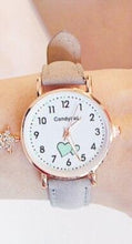 Load image into Gallery viewer, Girl Cute Watch Analog Childrens Quartz Comfortable Watch Girl Elementary School Fashion Girl Analog Watch Unisex Wrist Watches Stainless Steel Dial Leather Strap Watches Quartz Fashion Watch