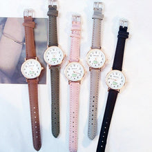 Load image into Gallery viewer, Girl Cute Watch Analog Childrens Quartz Comfortable Watch Girl Elementary School Fashion Girl Analog Watch Unisex Wrist Watches Stainless Steel Dial Leather Strap Watches Quartz Fashion Watch