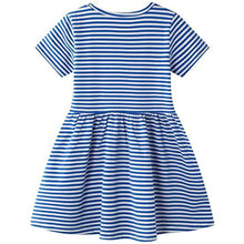 Load image into Gallery viewer, Girl's Cotton Casual Striped Jersey Dress
