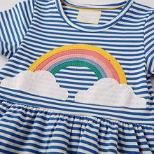 Load image into Gallery viewer, Girl's Cotton Casual Striped Jersey Dress