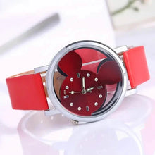 Load image into Gallery viewer, Girls Cute Elegant Hollow Out Mouse Quartz Watch With Faux Leather Band