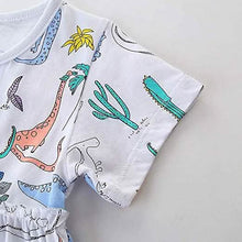 Load image into Gallery viewer, Girl's Dinosaur Tunic Short Sleeve Summer Casual Dress
