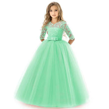 Load image into Gallery viewer, Girls' Floral Lace Solid Tulle Maxi Short Sleeve Vintage Gowns Dresses