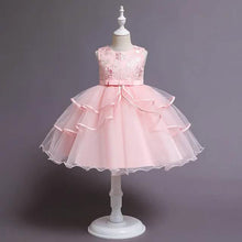 Load image into Gallery viewer, Girls' Patchwork Mesh Bow Party Dress