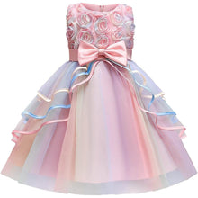 Load image into Gallery viewer, Girl's Rainbow Tulle Lace Dress