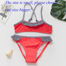 Load image into Gallery viewer, Girls Swimsuit Kids Swimwear Cute Print Kids Bikini Sets Girls Swimsuits Two Piece Bathing Suit Sets 3D Printed Swimwear Ruffle Style Children Swimwear Kids Beach Wear 2-16 Year