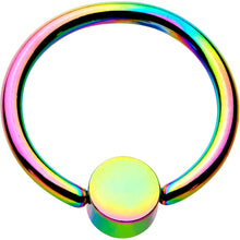 Load image into Gallery viewer, 16G 3/8 Clear Gem 4mm Disc Rainbow IP BCR Captive Ring