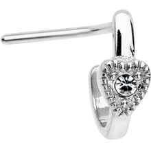 Load image into Gallery viewer, 20G Clear Gem Steel Heart Faux Hoop L Shaped Nose Ring