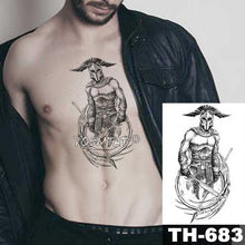 Load image into Gallery viewer, Gladiator Temporary Tattoo Sticker Flower Waterproof Big Modern Womens Mens Body Tattoo Luxury Design