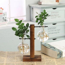 将图片加载到图库查看器,Glass Planter Bulb Vase Transparent Terrarium Hydroponic Vases For Home Garden Office Wedding Decor Wooden Stand Air Planter Bulb Glass Vase Propogation Station for Hydroponics Home Garden Office Decoration
