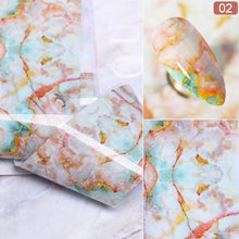 Load image into Gallery viewer, Glitter Marble Series Nail Transfer Foil Stickers Gold White And Black Bright Slider For Nails Decoration Manicures Marble Nail Art Stickers Water Transfer Nail Decals Full Wraps Gradient Acrylic Nail Kits for Women Manicure Decoration Accessory