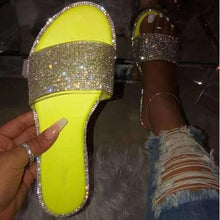 Load image into Gallery viewer, Glitter Slippers Women Summer Sandals Fashion Bling Candy Color Flip Flops Beach Diamond Flat Outdoor Sandals Slip On Sandals Slide Glitter Bling Casual Sandal Flat Open Toe Sparkle Slides