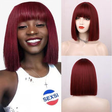 将图片加载到图库查看器,Glorious Synthetic Wigs Short Bob Wigs Black/Pink Bangs Wigs for Women Heat Resistant Fiber Hair Brazilin Wigs For Black Women Cosplay Wigs For Women
