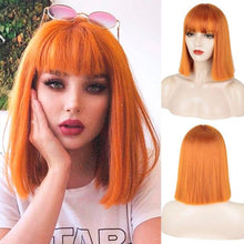 将图片加载到图库查看器,Glorious Synthetic Wigs Short Bob Wigs Black/Pink Bangs Wigs for Women Heat Resistant Fiber Hair Brazilin Wigs For Black Women Cosplay Wigs For Women