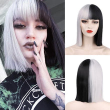 将图片加载到图库查看器,Glorious Synthetic Wigs Short Bob Wigs Black/Pink Bangs Wigs for Women Heat Resistant Fiber Hair Brazilin Wigs For Black Women Cosplay Wigs For Women
