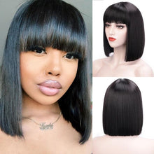 将图片加载到图库查看器,Glorious Synthetic Wigs Short Bob Wigs Black/Pink Bangs Wigs for Women Heat Resistant Fiber Hair Brazilin Wigs For Black Women Cosplay Wigs For Women