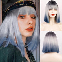 将图片加载到图库查看器,Glorious Synthetic Wigs Short Bob Wigs Black/Pink Bangs Wigs for Women Heat Resistant Fiber Hair Brazilin Wigs For Black Women Cosplay Wigs For Women