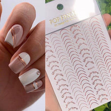 将图片加载到图库查看器,Gold 3D Nail Sticker Curve Stripe Lines Nails Stickers Gradient Adhesive Striping Tape Nail Foil Nail Art Stickers Decals Silver Strip Line Nail Decal Self-Adhesive 3D Wave Decal Decoration Metallic Curve Design Decoration for Women Girls