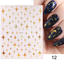 将图片加载到图库查看器,Gold Christmas Snowflake 3D Nail Stickers Sparkly Iridescent Silver Xmas Tree Elk Deer Transfer Sliders Winter Nails Accessories Design Decor Tip Transfer Nail Decals Sticker For Pretty Girl Self-Adhesive Nail Decals Designer Nail Stickers