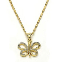 将图片加载到图库查看器,Gold Filled Fancy Necklace Butterfly Design with White Micro Pave Polished Finish Golden Tone