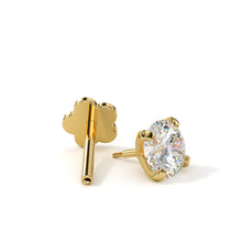 Load image into Gallery viewer, 14k Yellow Gold Flat Back Earring 20G 4mm CZ Floral Reversible