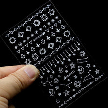 Load image into Gallery viewer, Gold Moon Star 3D Nail Stickers Ultra-thin Adhesive Decals Nail Art Decorations Stamping Manicure Nails Stickers Tool 3d Nail Decal Stickers Manicure Nail Art Decoration Accessories Holographic Old English Character Nail Self-Adhesive Sticker