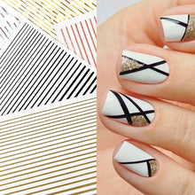 将图片加载到图库查看器,Gold Silver 3D Nail Sticker Curve Stripe Lines Nails Stickers Gradient Adhesive Striping Tape Nail Art Stickers Decal Decoration Metallic Curve Strip Line Nail Decal Self-Adhesive 3D Wave Design Decoration for Women Girls